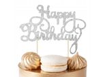 Cake Topper Di Compleanno Heppy Glitter Argento Festa Di Compleanno