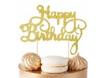 Cake Topper Di Compleanno Heppy Glitter Oro Festa Di Compleanno