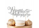 Cake Topper Di Buon Compleanno Argento Glitterato Festa Di Compleanno