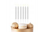 Candeline Di Compleanno Argento Lunghe 13 Cm Per Festa Di Compleanno 6 Pz