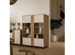 Highboard Forte "Killarney", Beige (Mauvella Eiche, Sand), B:121,4Cm H:161Cm T:42Cm, Dekorfolie, Glas, Holzwerkstoff, Mdf, Metall, Sideboards, Highboard, Highboardvitrine, Stauraum, Soft Close