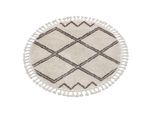 Tappeto Berber Asila Cerchio Crema / Marrone Frange Berbero Marocchino Shaggy Beige Ruota 120 Cm