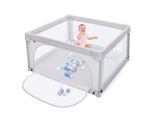Costway 120 X 120 Cm, Box Per Bambini Con 50 Palline, Box Con Rete Traspirante E Cerniera, Cancello Per Gattonare Con Porta, Tenda Per Bambini E Neonati (Grigio)