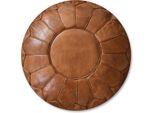 Pouf Marocchino Xl In Vera Pelle - Marrone Caramello - Fatto A Mano - Consegnato Riempito - Poggiapiedi A Sacco Ottomano