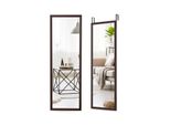 Costway Specchio Da Parete Specchio Da Porta Specchio Da Appendere Specchio A Figura Intera Con Ganci Da Appendere Regolabili In Altezza, Specchio Per Camera Da Letto, Soggiorno E Ingresso 107X36,5 Cm Marrone