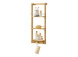 Mensola Da Parete In Bambù Lidingö Mensola Da Bagno 3 Ripiani 3 Ganci Mensola Galleggiante 29X10X70Cm Legno Naturale