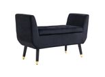 Homcom Panca Panca Imbottita Con Vano Portaoggetti Braccioli Panca Per Il Petto Legno Di Gomma Vellutato In Poliestere Nero 107 X 42 X 65 Cm