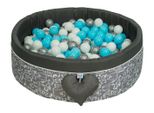 Piscina Di Palline Con Palline Piscina Di Palline Per Bambini 98X30Cm Colore: Nero-Grigio Con Motivo Di Animali 300 Pezzi ∅ 7Cm Palline Blu Per Piscina Di Palline