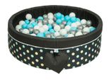 Piscina Di Palline Con Palline | Piscina Di Palline Per Bambini 98X30Cm | Colore: Nero Con Punti Colorati | 300 Pezzi ∅ 7Cm Palline Blu Per Piscina Di Palline