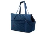 Borsa Da Trasporto Per Cani E Gatti | Borsa A Tracolla Per Animali Domestici Con Cinghia Elastica Con Moschettone Fino A 10 Kg Suede - Velvet L - 2 Blu Scuro