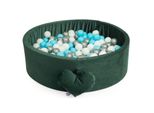 Piscina Di Palline Con Palline | Piscina Di Palline Per Bambini 98X30Cm | Colore: Velluto Verde | 300 Pezzi ∅ 7Cm Palline Da Bagno Blu
