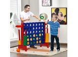 Costway Set Da Gioco Gigante 4-In-A-Row Con Canestro E Gioco Di Lancio, Inclusi 42 Anelli Jumbo E Cursore Per Riavvio Rapido, Gioco 4-In-A-Row Grande (Blu + Rosso)