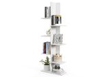 Libreria Costway Con 7 Ripiani, Scaffale Angolare Indipendente, Bianco
