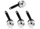 Set Di 4 - Tagliapizza Xxl | Rullo Professionale Per Pizza | Ruota Per Pizza Ø 9,7 Cm Con Protezione Della Lama | Tagliapizza In Acciaio Inox E Manico In Plastica Con Rivestimento In Gomma | Coltello Per Pizza Affilato | Divisore Per Pizza