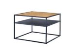 Tavolino Quinisut 40 X 55 X 55 Cm Tavolino Da Divano Con Ripiano Inferiore Tavolo Da Soggiorno Struttura In Metallo Effetto Legno/Nero