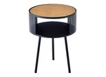Tavolino BjøRnsund Rotondo Largo 34 Cm Tavolino Da Divano Con Ripiano Aperto Tavolo Da Soggiorno Struttura In Metallo Effetto Legno/Nero