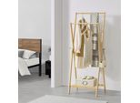 Appendiabiti Keitele 150 X 60 X 42 Cm Appendiabiti Con Ripiano E Ganci Laterali Appendiabiti Aperto Natura Bambù