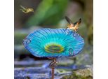 Wisfor, Vasca Per Uccelli Su Bastone, Vasca Per Uccelli In Vetro Metallico, Stazione Di Alimentazione, Bastone Da Giardino, Spina Da Giardino, Decorazione Da Giardino