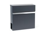 Cassetta Postale Di Design Wiltec V50 Antracite E Acciaio Inox 370 X 105 X 370 Mm, Cassetta Postale A Muro Con Serratura, Finestre Di Visualizzazione, Rotolo Di Giornale, Cassetta Postale In Acciaio Zincato