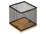 5Five Simply Smart Havi Portapenne In Metallo Nero Bambù 10Cm X 10Cm X 10Cm