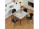 Tavolo Da Pranzo Wisfor In Marmo, Tavolo Da Cucina, Tavolo Da Sala Da Pranzo Per 4 Persone, Tavolo Rettangolare Con Gambe In Metallo Antiscivolo, Design Moderno, Bianco Giadeite Fredda