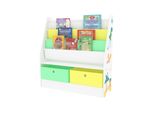 Scaffale Per Bambini 'Neda' Con 3 Scomparti E 2 Scatole Pieghevoli Motivo Dinosauro 74 X 71 X 23 Cm