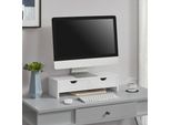 Supporto Per Monitor MäNttä Con 2 Cassetti Alzata Per Monitor 50X18X13Cm Alzata Per Schermo Per Computer Portatile Notebook Bianco