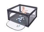 Costway 120 X 120 Cm, Box Per Bambini Con 50 Palline, Box Con Rete Traspirante E Cerniera, Cancello Per Gattonare Con Porta, Tenda Per Bambini E Neonati (Grigio Scuro)
