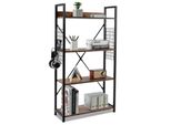 Costway Libreria Industriale, Scaffale Divisorio Con 4 Livelli, Ganci A Forma Di S E Protezione Antiribaltamento, Scaffale Per Ufficio, Multifunzionale Marrone