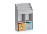 Vicco Libreria Bambini Luigi, 72 X 114.2 Cm Con 2 Scatole Pieghevoli, Grigio