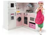 Cucina Angolare Costway Con Suoni E Luci, Cucina Per Bambini In Legno, Incl. Grembiule E Accessori Per Il Gioco, Per Bambini A Partire Da 3 Anni