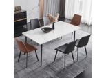 Wisfor Tavolo Da Pranzo In Marmo, Tavolo Da Cucina, Tavolo Da Sala Da Pranzo Per 4-6 Persone, Tavolo Rettangolare Da 120 Cm Con Gambe In Metallo Antiscivolo, Bentley White