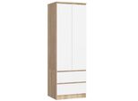 Armadio A 2 Ante E 2 Cassetti (L:60Cm / H:180Cm / P:51Cm) In Rovere Sonoma E Bianco