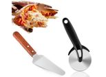 Set Di 2 - Composto Da 1 Tagliapizza E 1 Sollevatore Di Pizza | Rotella Per Pizza In Acciaio Inox Con Protezione Della Lama Inclusa Spatola | Tagliapizza E Sollevatore Di Pizza | Coltello Per Pizza + Raschietto Da Cucina / Spatola Per Barbecue