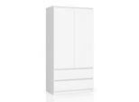 Armadio A 2 Ante E 2 Cassetti (L:90Cm / H:180Cm / P:51Cm) In Bianco