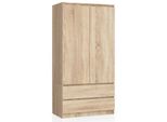 Armadio A 2 Ante E 2 Cassetti (L:90Cm / H:180Cm / P:51Cm) In Rovere Sonoma