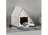 Casa Per Gatti Lani Per Gatti Da Interno Grotta Per Gatti In Mdf 40 X 42 X 40 Cm Ritiro Nascondiglio Per Gatti E Piccoli Animali Bianco