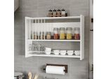 HelsingøR Portaspezie Da Cucina Appeso Bianco Scaffale A Muro Con 2 Ripiani Scaffale Aperto Scaffale A Muro Da Cucina