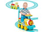 Costway Locomotiva Cavalcabile Per Bambini Con Binario, Auto Elettrica Per Bambini Da 6V Con Pedali Retrattili, Musica, Luci E Scatola Sotto Il Sedile, Per Bambini Da 3 Anni (Blu)