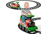 Costway Locomotiva Cavalcabile Per Bambini Con Binario, Auto Elettrica Per Bambini Da 6V Con Pedali Retrattili, Musica, Luci E Scatola Sotto Il Sedile, Per Bambini Da 3 Anni (Verde)