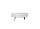 Pouf Otto, Poggiapiedi In Velluto Bianco Sporco.