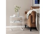 Tavolino 'Raahe' Con Ripiano In Acciaio 50 X 45 X 40 Cm Bianco