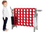 Costway Set Da Gioco Gigante 4-In-A-Row Con Canestro E Gioco Di Lancio, Inclusi 42 Anelli Jumbo E Cursore Per Riavvio Rapido, Gioco 4-In-A-Row Grande (Rosso + Grigio)
