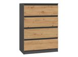 Cassettiera Con Cassetti Stretta Taavi - Rovere Artisan / Antracite