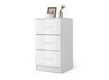 Comodino Costway Con 3 Cassetti, Comodino Lucido, Comodino Per Letto A Molle, 37 X 34 X 66,5 Cm, Bianco