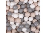 Kiddymoon 50 Palline/7Cm-2,75In Palline Da Gioco In Plastica Morbida Per Bambini Colorate Certificate Eu, Beige Pastello/Grigio/Bianco