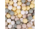 Kiddymoon 100 Palline/7Cm-2,75In Palline Da Gioco In Plastica Morbida Per Bambini Colori Certificati Eu, Beige Pastello/Verde/Grigio/Giallo Pastello/Bianco