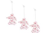 Ciondolo In Legno Springos Bianco Con Ornamenti Rossi 3 Pz. Decorazioni Natalizie Decorazioni Per L'albero Di Natale (Angeli)
