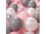 Kiddymoon 1200 ∅ 6Cm Palline Per Bambini Per Giocare Nella Vasca Da Bagno Palline In Plastica Per Bambini Prodotte Nell'ue, Grigio Perla/Trasparente/Rosa Cipria