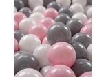 Kiddymoon Palline Da Bagno Per Bambini Palline Di Plastica Per Bambini Da 6Cm Eu, Bianco/Grigio/Rosa Polvere, 500 Palline/6Cm